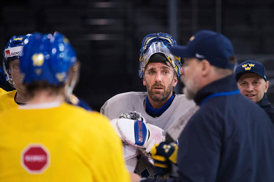 Målvakten Henrik Lundqvist på Sveriges ishockeylandslags