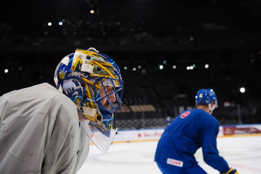 Målvakten Henrik Lundqvist på Sveriges ishockeylandslags