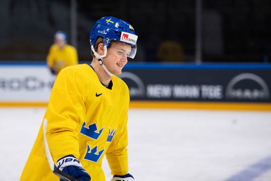 William Nylander på Sveriges ishockeylandslags träning