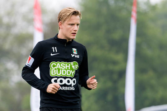 Varbergs Billy Nordström före fotbollsmatchen i