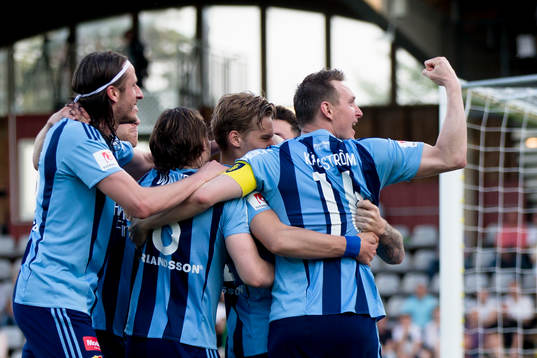 Djurgårdens Jonas Olsson, Kevin Walker och Kim Källström