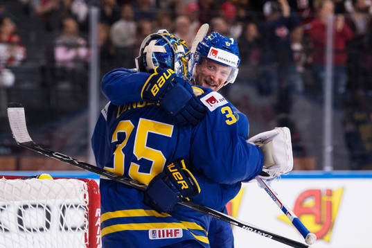 Sveriges målvakt Henrik Lundqvist och Anton Strålman