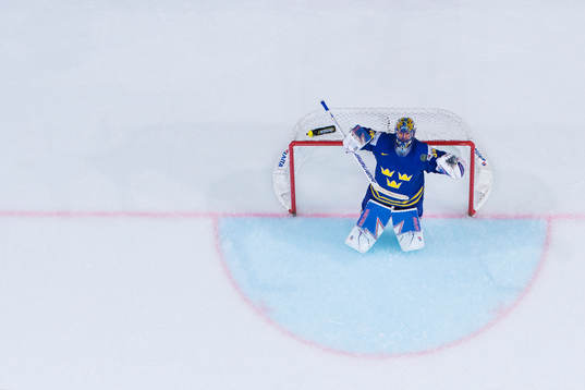 Sveriges målvakt Henrik Lundqvist jublar