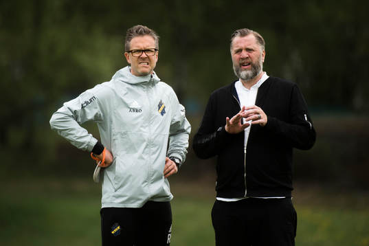 Björn Wesström, sportchef AIK, och tränare Rikard Norling