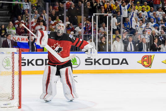 Kanadas målvakt Calvin Pickard jublar