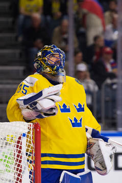 Sveriges målvakt Henrik Lundqvist i semifinalen mellan