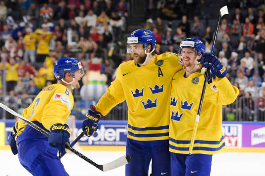 Sveriges Anton Strålman, Victor Hedman och Joakim