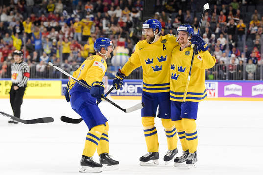 Sveriges Anton Strålman, Victor Hedman och Joakim
