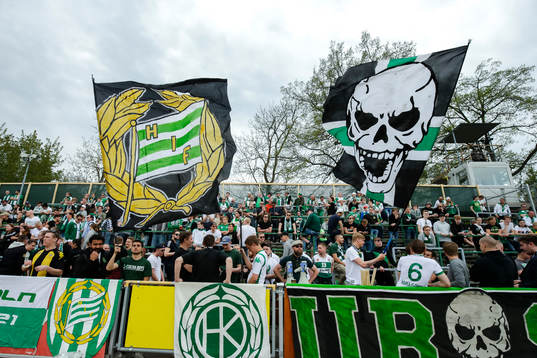 Hammarbys supportar före fotbollsmatchen i Allsvenskan