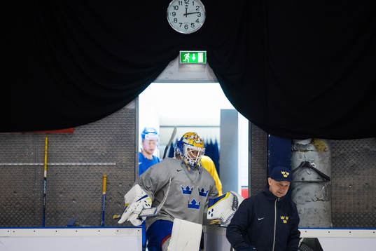 Målvakten Viktor Fasth på Sveriges ishockeylandslags