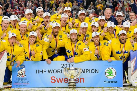 Sveriges spelare jublar