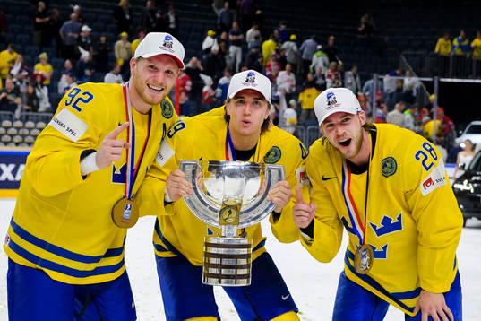 Sveriges Gabriel Landeskog, Victor Rask och Elias Lindholm