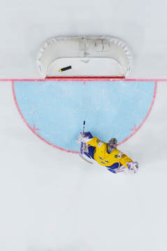 Sveriges målvakt Henrik Lundqvist jublar