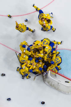 Sveriges spelare jublar