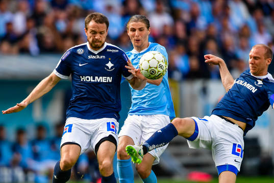 Norrköpings Jon Gudni Fjoluson och Andreas Johansson