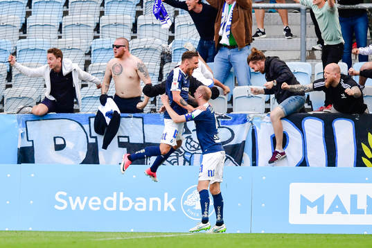 Norrköpings Linus Wahlqvist och Andreas Johansson jublar