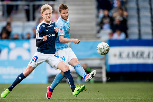 Norrköpings Karl Holmberg och Malmö FFs Lasse Nielsen