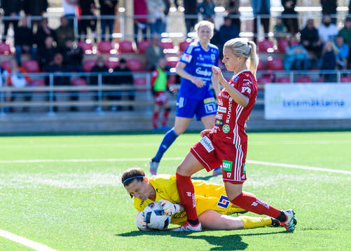 Vittsjös målvakt Shannon Lynn fångar bollen framför