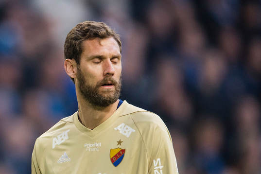 Djurgårdens målvakt Andreas Isaksson deppar