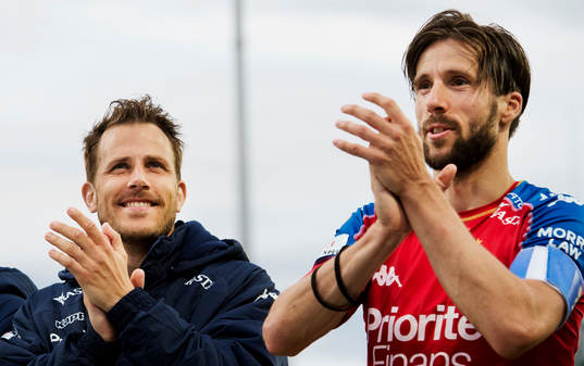 IFK Göteborgs Tobias Hysen och Mattias Bjärsmyr jublar