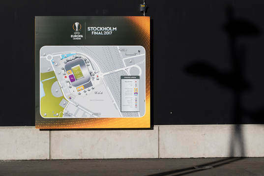 En karta över området runt Friends Arena