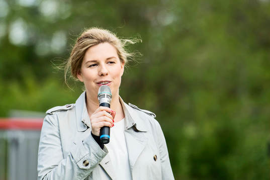 Emilia Bjuggren, Idrottsborgarråd Stockholms stad, håller