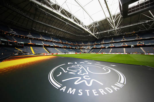 A general view of the stadium and Ajax logo