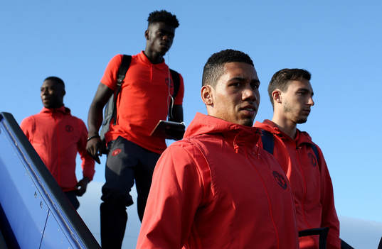 In this handout image provided by UEFA,  Chris Smalling of