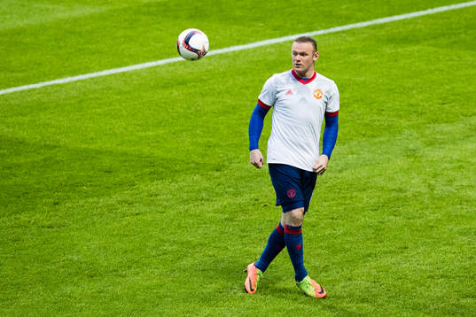 Manchester Uniteds Wayne Rooney innan finalen i Europa
