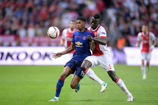 Manchester Uniteds Marcus Rashford och Ajax Davinson
