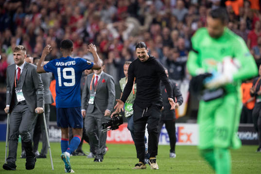 Manchester Uniteds Zlatan Ibrahimovic och Marcus Rashford