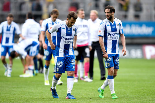 IFK Göteborgs Tobias Hysen och Mattias Bjärsmyr deppar