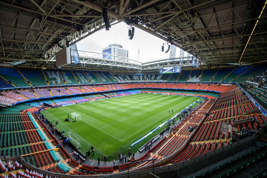 Interiör av Wales nationalarena innan en träning med