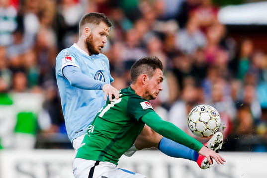 Malmö FFs Lasse Nielsen och Jönköpings Daryl Smylie