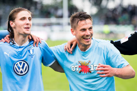 Malmö FFs Pawel Cibicki och Markus Rosenberg jublar