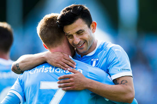 Malmö FFs Anders Christiansen och Malmö FFs Behrang