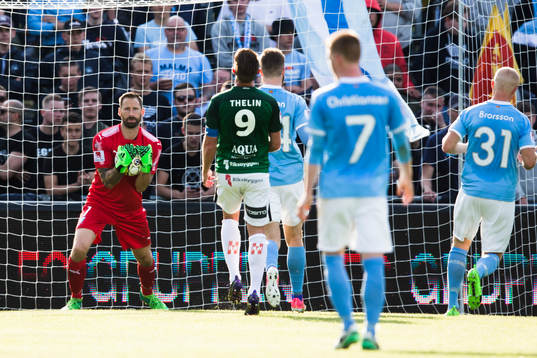 Malmö FFs målvakt Johan Wiland med bollen