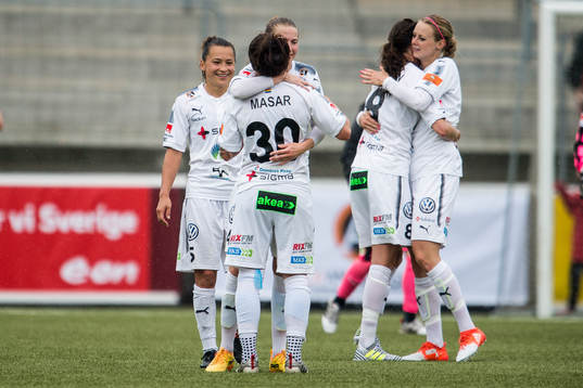 Rosengårds Ella Masar McLeod, Ali Riley och Lotta Schelin