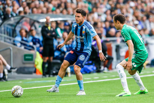 Djurgårdens Kerim Mrabti och Hammarbys Fredrik Torsteinbö