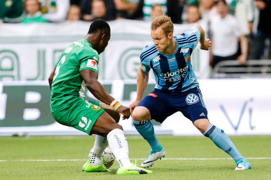 Hammarbys Joseph Aidoo och Djurgårdens Gustav Engvall