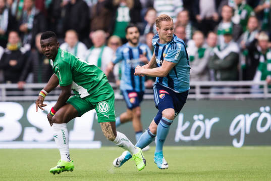 Hammarbys Joseph Aidoo och Djurgårdens Gustav Engvall