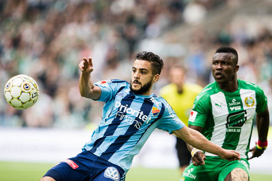 Djurgårdens Othman El Kabir och Hammarbys Joseph Aidoo