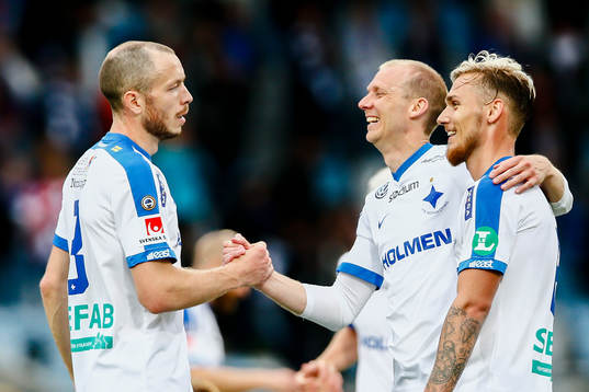 Norrköpings Jon Gudni Fjoluson , Andreas Johansson och