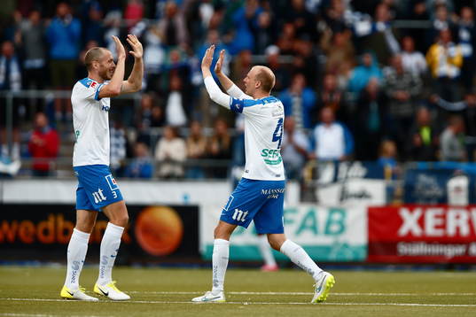 Norrköpings Jón Gudni Fjóluson och Andreas Johansson