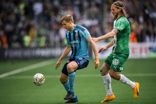 Djurgårdens Niklas Gunnarsson och Hammarbys Björn Paulsen
