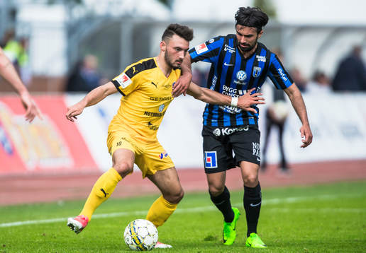 Halmstads Sead Haksabanovic och Sirius Alexander Nilsson