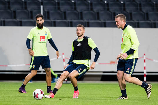 Sveriges Jimmy Durmaz, Marcus Berg och Jakob Johansson