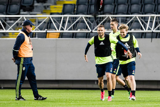 Sveriges förbundskapten Janne Andersson, Marcus Berg,