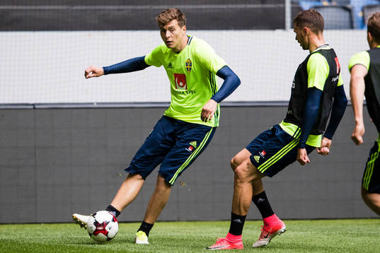 Sveriges Victor Nilsson Lindelöf och Marcus Berg