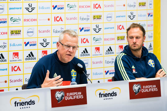 Sveriges förbundskapten Janne Andersson och Andreas